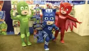  ?? — AFP — AP ?? Lauren Conrad during Rolling Greens events in Los Angeles on Saturday.
PJ Masks costume characters unveil new toys at Toy Fair in New York on Saturday.