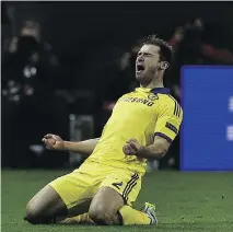  ?? F R A NC K F I F E / G E T T Y I MAG E S ?? Chelsea’s Branislav Ivanovic celebrates after scoring a goal during their Champions League draw with PSG.