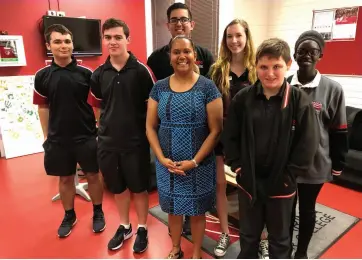  ??  ?? Education Minister Selena Uibo with students from Casuarina Secondary College.