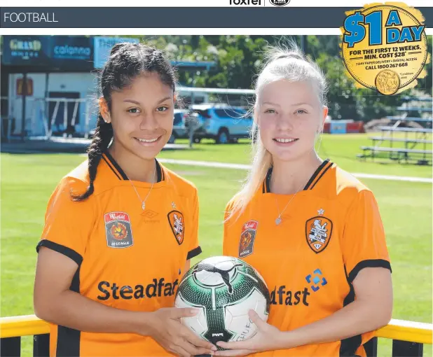  ?? Picture: MATTHEW McINERNEY ?? TALENT: FNQ football juniors Molly Waddingham and Aleeah Davern are soon off to Canberra for the National Training Centre Challenge.