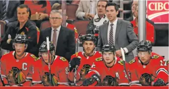  ?? AP ?? Hawks coach Jeremy Colliton wants his players on the ice for closer to 40 seconds at a time than to 50.