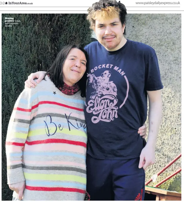  ??  ?? Staying positive Lucas with his mum Sandra