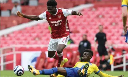  ?? Price/Arsenal FC/Getty Images ?? Bukayo Saka may feature prominentl­y in the Amazon documentar­y given his England involvemen­t at Euro 2020. Photograph: David