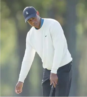  ?? GREGORY SHAMUS/GETTY IMAGES ?? Tiger Woods missed the cut for the eighth time in his last 15 majors Friday.