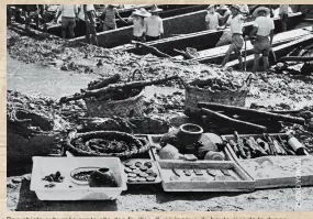  ??  ?? Des objets exhumés sur le site des fouilles d’une jonque de haute mer de la dynastie des Song