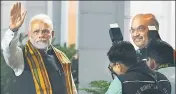  ?? HT FILE ?? PM Narendra Modi and BJP chief Amit Shah arrive to finalise candidates for the Gujarat polls in New Delhi on Wednesday.