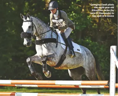  ??  ?? Georgina Ewell pilots
the eight-year-old Kilcoltrim Jacko (by Jack Of Diamonds) to
top spot in a novice