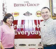  ??  ?? Lisa Ronquillo, AVP marketing and Jean Paul Manuud, president and COO, The Bistro Group