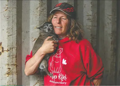  ?? PHOTOS BY MEGHAN BALOGH ?? Kris Uens, who owns and operates Kamp Kiki Animal Sanctuary in Plainfield, is facing foreclosur­e on her 100-acre farm property, which houses approximat­ely 200 animals.