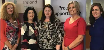  ??  ?? Carmel Mulligan from Laztech Ltd, Rosie Cooney from AIB Wicklow, Louisa Meehan, Network Ireland Wicklow President, Sharon Nealon from AIB and Jean Evans from Highline Office Technology at the GDPR informatio­n event at AIB in Wicklow town.