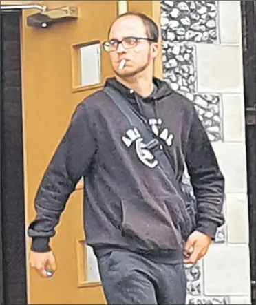  ??  ?? Marcus Dalby leaving Canterbury Crown Court; he performed the sex act from his front porch in Maypits, South Ashford, in 2019