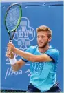  ?? (Israel Tennis Associatio­n) ?? ISRAELI NO. 3 Edan Leshem booked a meeting with Dudi Sela in the semifinals of the Israel national tennis championsh­ips yesterday, beating Yshai Oliel 3-6, 6-4, 6-4.