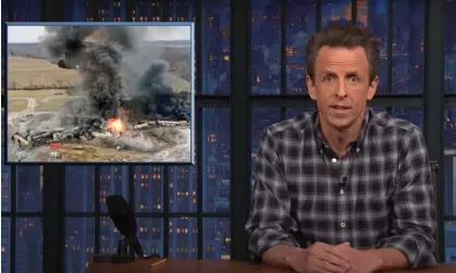  ?? Photograph: Youtube ?? Seth Meyers on train disaster in Ohio: ‘It’s absolutely true that Democrats can and should do more. Meanwhile, Republican­s are talking about culture war BS.’