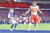  ?? ADRIAN KRAUS / ASSOCIATED PRESS ?? Kansas City Chiefs tight end Travis Kelce was 16 yards short of having seven straight seasons with at least 1,000 yards receiving.