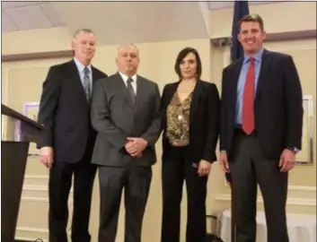  ?? ALEX ROSE - MEDIANEWS GROUP ?? From left to right, Delaware County GOP Chairman Tom McGarrigle with county council candidates Jim Raith, Kelly Colvin and Mike Morgan