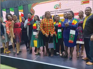  ?? Photo: Contribute­d ?? Zimbabwe ambassador to Namibia, Melody Chaurura (blue dress) during Zimbabwe’s independen­ce celebratio­ns last week.