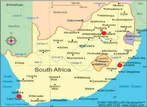  ?? (Imaged sourced from internet) ?? A map showing South Africa. Dots show where some emaSwati were killed.