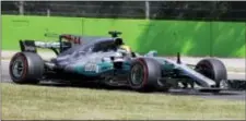  ?? ANTONIO CALANNI — THE ASSOCIATED PRESS ?? Mercedes driver Lewis Hamilton steers his car during the second free practice for Sunday’s Italian Formula One Grand Prix on Friday.