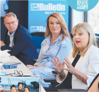  ?? ?? Deputy Mayor Donna Gates (front) and Bulletin general manager Belinda Dawes at the Bulletin’s Future Gold Coast roundtable this week; (inset) Brazilian tourists Luisa Galvao, Camila Soluri and Ana Bartolome on their visit to Surfers Paradise in 2014.