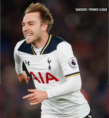  ??  ?? Christian Eriksen fejrer sit sejrsmål mod Crystal Palace på Selhurst Park, der samtidig var Tottenham-profilens ottende og sidste scoring i sidste saeson, så han manglede stadig en enkelt for at tangere målrekorde­n for en dansker i Premier League. Den...