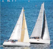  ?? Picture: PETER CAMPBELL ?? WAITING FOR THE WIND: Yachts in the Cruising division of the Crown Series Bellerive Regatta.