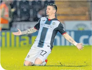  ??  ?? Buddies ace Adam Hammill celebrates doubling his side’s lead