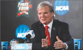  ?? AP/DAVID J. PHILLIP ?? NCAA President Mark Emmert speaks during a news conference Thursday in San Antonio.