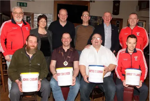  ??  ?? At the launch of the Mayor of Maudlintow­n in Kelly’s, King Street, back – Mick Phelan, Emily O’Rourke, Martin O’Connor, Michael Furlong, Colin Scallan and Jimmy Stafford.; front – John Creane, Paddy Swords, Matty O’Gorman and Kieran Duffin standing in...