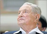  ?? [ASSOCIATED PRESS FILE] ?? In this June 21, 2019, photo, George Soros, founder and chairman of the Open Society Foundation­s, looks on before the Joseph A. Schumpeter award ceremony in Vienna, Austria.