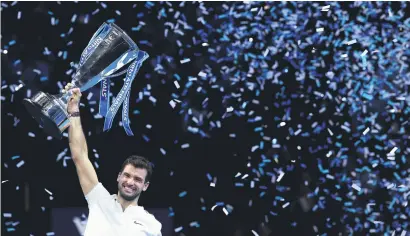  ?? Picture: Gett y Images ?? CHAMPION. Gregor Dimitrov of Bulgaria has set his sights on Grand Slam glory after winning the ATP Finals in London on Sunday.