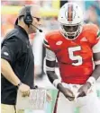  ?? LYNNE SLADKY/AP ?? N’Kosi Perry has endured his share of ups and downs at Miami, but is UM’s starter heading into a game at Virginia Tech on Saturday.