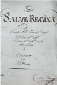  ??  ?? Aus dem historisch­en Archiv: die handgeschr­iebenen Noten für ein „Salve Regina“von Franz Bühler.