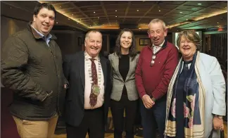  ?? Photo by Don MacMonagle ?? Killarney Chamber of Tourism &amp; Commerce’s annual review of festivals in the Killarney Avenue Hotel. Pictured at the event were (from left), Niall Kelleher, Paul Sherry, President, Kellie O’Doherty, Frank Doran and Bernadette Randles.