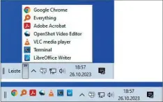  ?? ?? Alternativ­e program launcher: A separate toolbar can be used to call up programs via shortcuts in Windows 10. The toolbar can also display only icons (below).