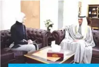  ??  ?? National Assembly Speaker Marzouq Al-Ghanem meets with Kuwaiti cancer activist Shaima Al-Eidi.