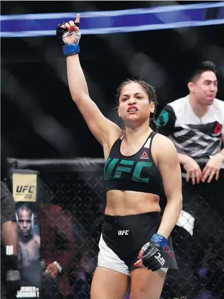  ?? — GETTY IMAGES FILES ?? Cynthia Calvillo earned a highly entertaini­ng first-round victory over Amanda Cooper in a strawweigh­t bout at UFC 209 and will be back in the cage to fight Pearl Gonzalez at UFC 210.