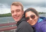  ?? SUBMITTED ?? Ricky Smith and his wife, Mona Ashraf Khorasani, are shown in Thousand Islands, Ontario. Ashraf Khorasani is currently not allowed to enter the U.S. because of the travel ban.