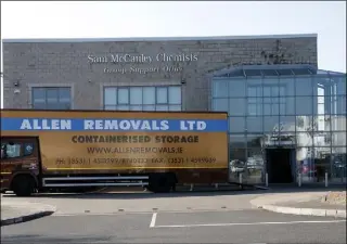  ??  ?? ON THE MOVE: A removal truck at McCauley’s HQ on Thursday.