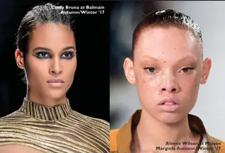  ??  ?? Cindy Bruna at Balmain Autumn/Winter ’17 Aleece Wilson at Maison Margiela Autumn/Winter ’17