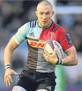  ??  ?? Mike Brown grabbed the appearance­s record for Quins yesterday.