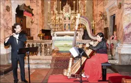  ?? (Photo MEC) ?? Mardi, Florent Bontron et Cristina Greco ont emmené le public des Musicales à la découverte de trois siècles de musique pour flûte et harpe.