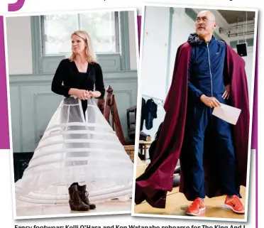  ??  ?? Fancy footwear: Kelli O’Hara and Ken Watanabe rehearse for The King And I