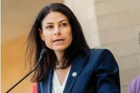  ?? ?? Michigan’s attorney general, Dana Nessel, charged 16 Republican­s for participat­ing in an alleged false electors plot to help Donald Trump win re-election in 2020. Photograph: Jake May/AP