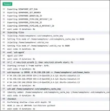  ??  ?? Figure 3: This shows the output of a job of a Semaphore 2.0 pipeline that executes two Python 3 scripts. The same output can be seen with the ‘sem logs’ command, provided that you know the Job ID of the job.