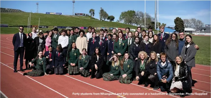  ?? ?? Forty students from Whanganui and Italy connected at a hackathon in September. Photo/Supplied