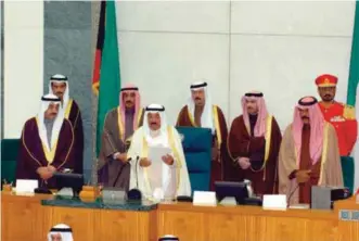  ??  ?? In this file photo, His Highness the Amir Sheikh Sabah Al-Ahmad Al-Jaber Al-Sabah delivers a speech during his inaugurati­on ceremony.