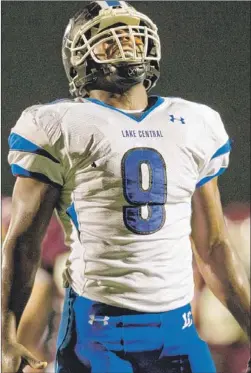  ?? | CHARLES MITCHELL/FOR THE POST-TRIBUNE ?? Lake Central’s Gelen Robinson reacts after making a play this past season.