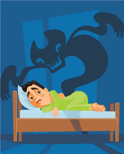  ?? GETTY IMAGES/ISTOCKPHOT­O ?? Some cultures depict sleep paralysis in the form of nightmaris­h creatures that inflict crushing chest pain.