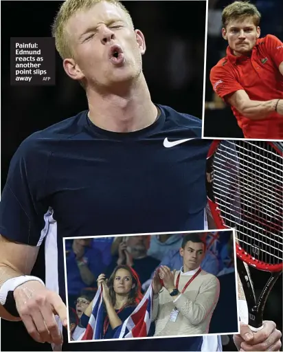  ?? AFP ?? Painful: Edmund reacts as another point slips away