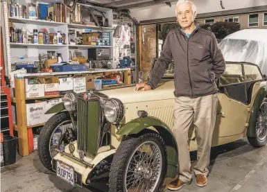  ?? Kelsey McClellan / New York Times ?? Phil Linhares, retired curator of the Oakland Museum of California, bought his 1949 MG TC online.